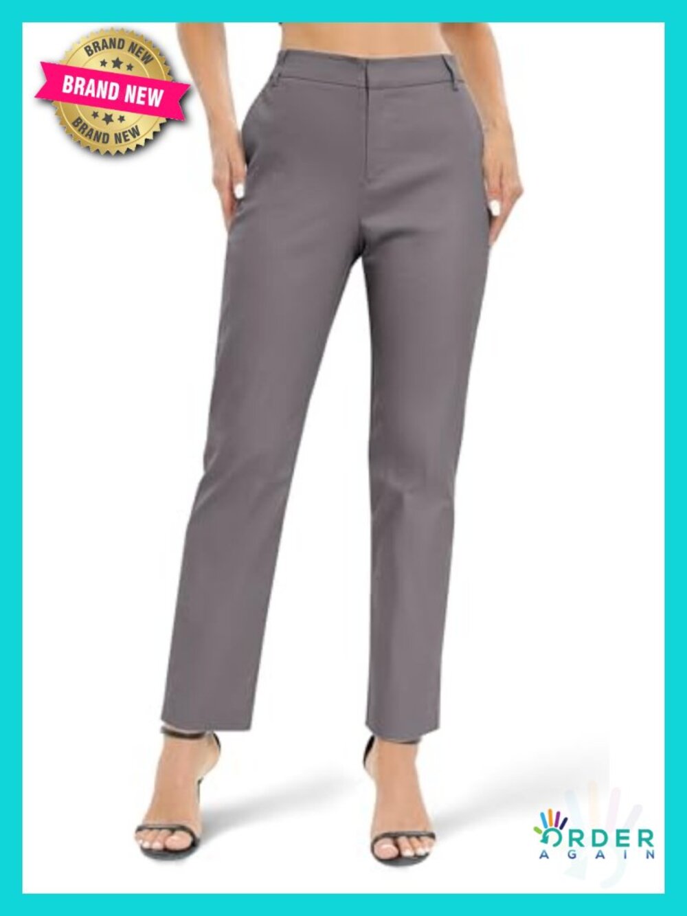 Elastic Waist Work Pants with Pockets Business Casual Trousers